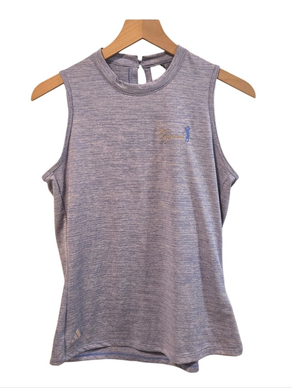 Adidas Blue Heathered Mock Neck Sleeveless Golf Top Legend Embroidered Med NWT